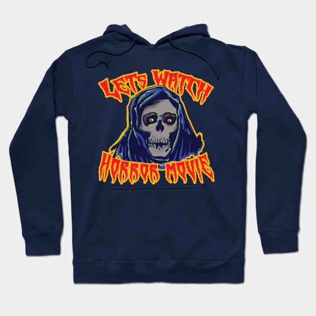 Lets Watch Horror Movie ( Creepy Halloween Vibe ) Hoodie by Wulfland Arts